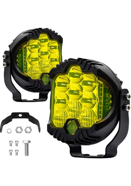 3 Inç Üç Yan Işıklı Iş Işıkları Kamyon Suv Teknesi Off-Road Araçları Için LED Farlar Atv, Sarı (Yurt Dışından)