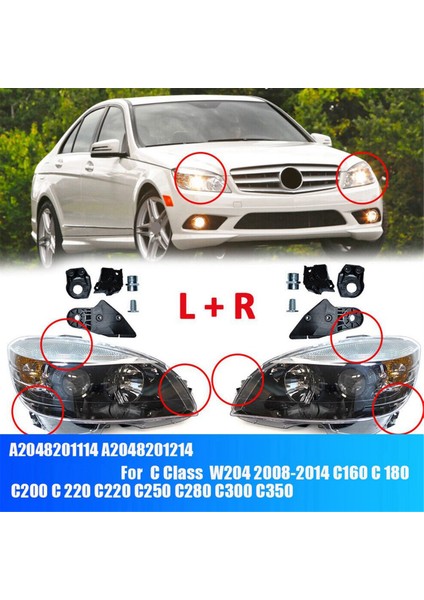 1paır Ön Far Onarım Braket Montaj Kitleri Mercedes-Benz C Sınıfı W203 W204 2008-2014 A2048201114 A2048201214 (Yurt Dışından) indirimleri