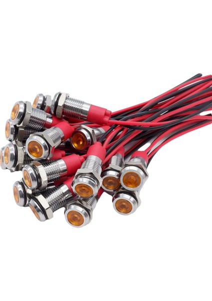 20 Adet 6mm Metal LED Uyarı Gösterge Işığı Sinyal Lambası Turuncu (Yurt Dışından)