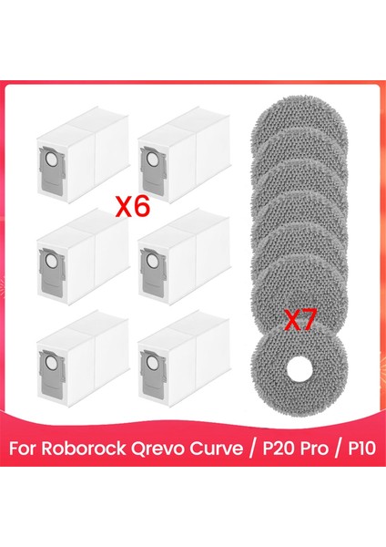 Roborock Qrevo Curve / P20 Pro / P10 Elektrikli Süpürge, Toz Torbası Paspas Pedleri Robot Elektrikli Süpürge Yedek Parçaları (Yurt Dışından)
