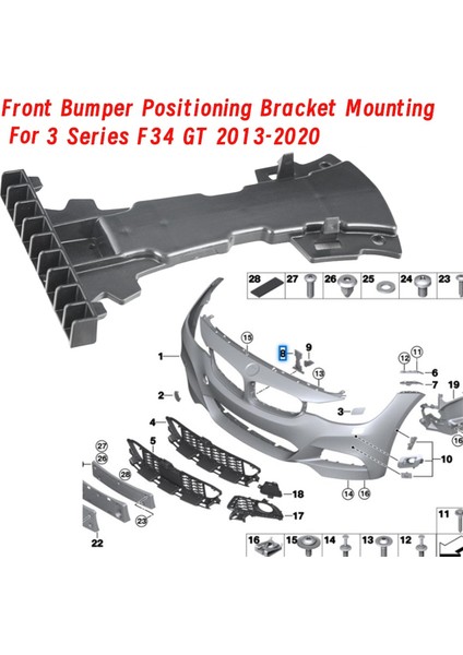 Bmw 3 Serisi F34 Gt 2013-2020 Ön Tampon Kapak Desteği Için Araba Ön Tampon Konumlandırma Braket Montajı 51117301191 (Yurt Dışından) fiyatları
