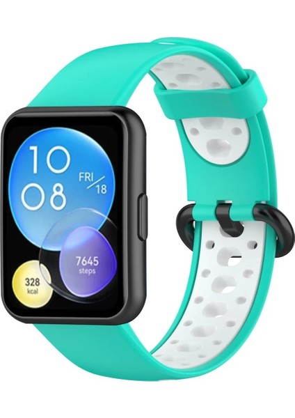 Huawei Watch Fit 2 Spor Delikli Kordon - TURKUAZ-BEYAZ-(5796) - BKS9099-5596