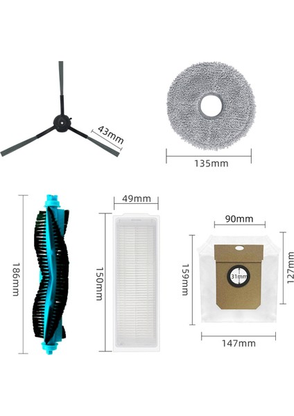 Süpürücü Parçaları Için Uygun Ana Roller Fırça Yan Fırça Filtre Ekran Tohumu Toz Torbası (Yurt Dışından) modelleri