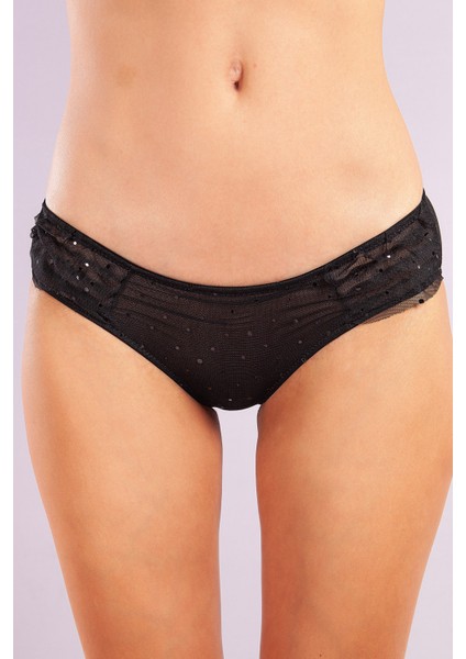 Golshan Galiana Mini Slip, Kadın Tül Transparan Siyah Külot
