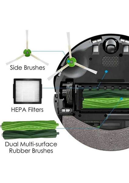 Irobot Sweeper Accessories Için Uygulanabilir Roomba Combo J7+ Ana Fırça Yan Fırça Filtresi Raç Toz Torbası (Yurt Dışından) modelleri