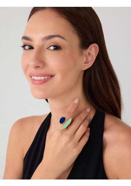 Yeşil Renk Bloklu Zarif Yüzük