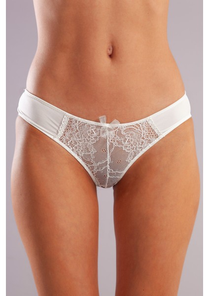 Golshan Gala Mini Slip, Kadın Dantelli Ekru Külot