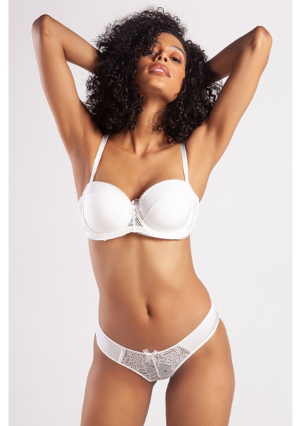 Golshan Gala Mini Slip, Kadın Dantelli Ekru Külot