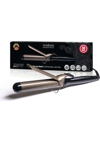 38MM Titanyum Kaplı Profesyonel Saç Maşası, Şık Siyah Tasarım fiyatları