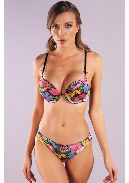 Golshan Garden Brazillian Slip, Kadın Dantelli Çiçek Baskılı Brezilyan Külot fırsatları