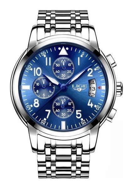 Gümüş Mavi Lıge Yeni Saatler Erkek Lüks Marka Büyük Kadran Izle Erkekler Su Geçirmez Kuvars Kol Saati (Yurt Dışından)