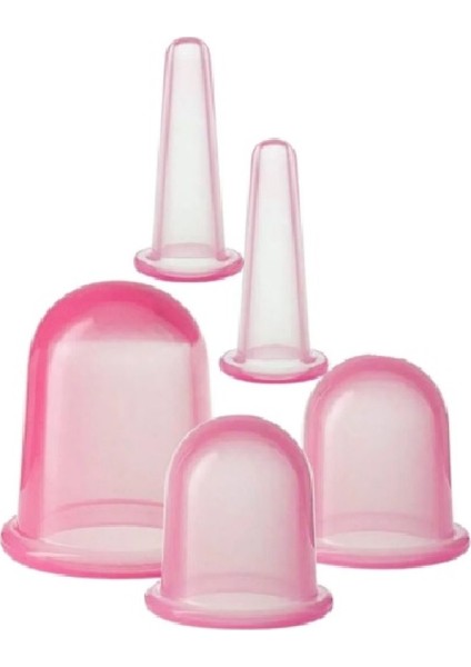 Hacamat Kupası Seti Silikon - 5li Set - Selülit Masaj Seti