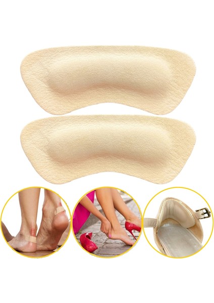 Ayakkabı Topuk Arkası Koruyucu Deri Ped, Krem, 1 Çift