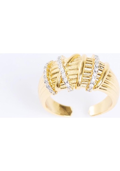 Altın Rengi Taşlı Sarmal Yüzük fiyatları