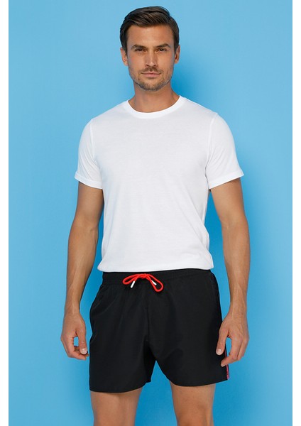 SUNAPEE LAKE LOGO Siyah Erkek Deniz Şortu
