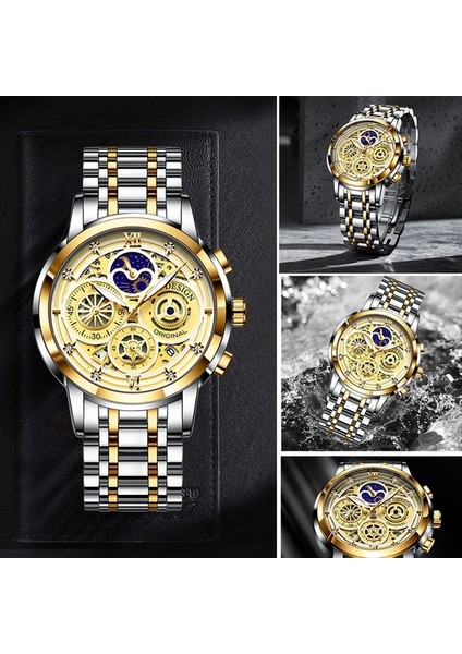 Altın Sarı Erkekler Izle Lıge Üst Marka Lüks Rahat Spor Saatler Erkekler Için Paslanmaz Çelik Kol Saati Casıo (Yurt Dışından) modelleri