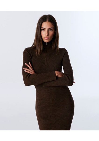 Fermuarlı Triko Elbise TW6240002301074