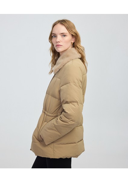 Suni Kürk Yakalı Kapitone Mont IW6250012072003 fiyatları