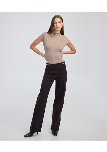 Zincir Aksesuarlı Wide Leg Jean Pantolon IW6250018047074