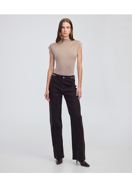 Zincir Aksesuarlı Wide Leg Jean Pantolon IW6250018047074 fiyatları