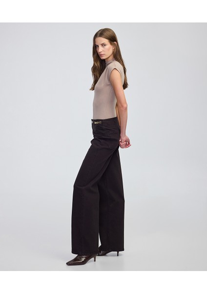 Zincir Aksesuarlı Wide Leg Jean Pantolon IW6250018047074 modelleri