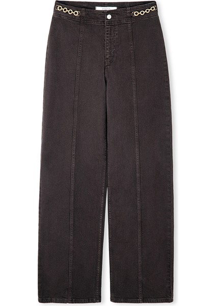Zincir Aksesuarlı Wide Leg Jean Pantolon IW6250018047074 indirimleri