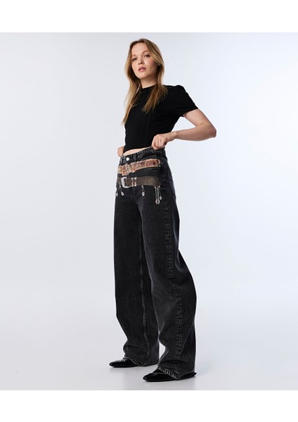 Görsel Baskılı Wıde Leg Jean Pantolon TW6250018044036 modelleri