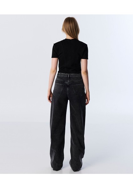 Görsel Baskılı Wıde Leg Jean Pantolon TW6250018044036 fırsatları