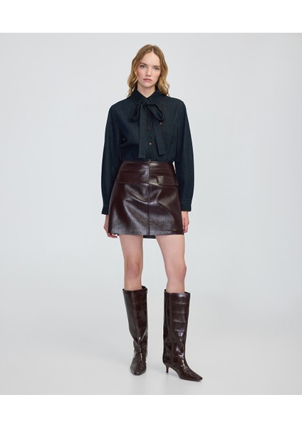 Boyundan Bağlamalı Denim Gömlek IW6250025149629 fırsatları