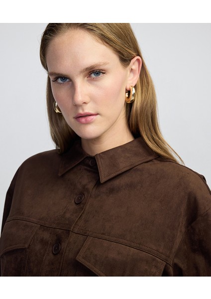 Süet Görünümlü Gömlek Ceket IW6250025041074 fiyatları