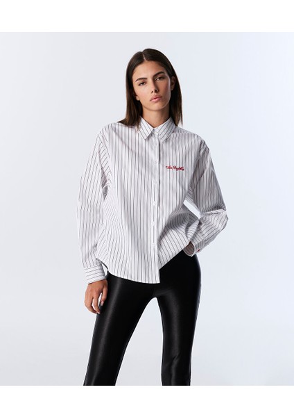 Nakışlı Çizgi Desen Gömlek TW6250025113018