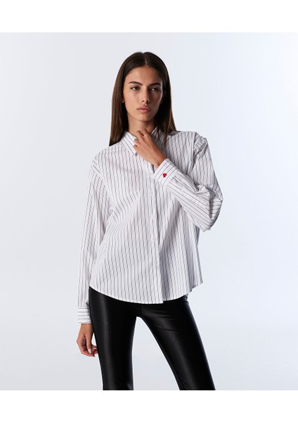 Nakışlı Çizgi Desen Gömlek TW6250025113018