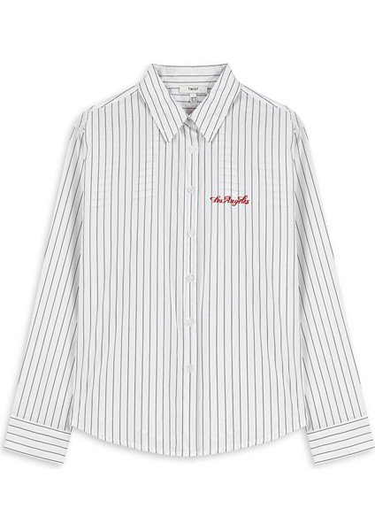 Nakışlı Çizgi Desen Gömlek TW6250025113018