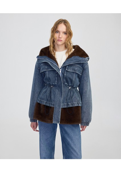 Suni Kürk Mix Denim Mont IW6250012207089 modelleri