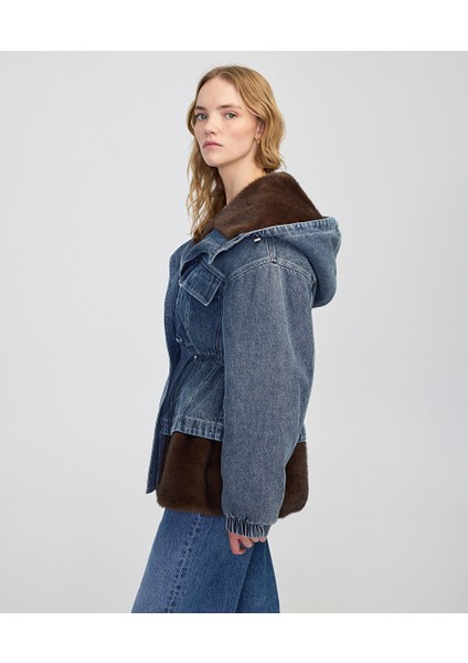 Suni Kürk Mix Denim Mont IW6250012207089 fırsatları
