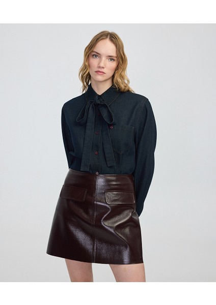 Boyundan Bağlamalı Denim Gömlek IW6250025149629 fiyatları