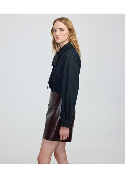 Boyundan Bağlamalı Denim Gömlek IW6250025149629 modelleri