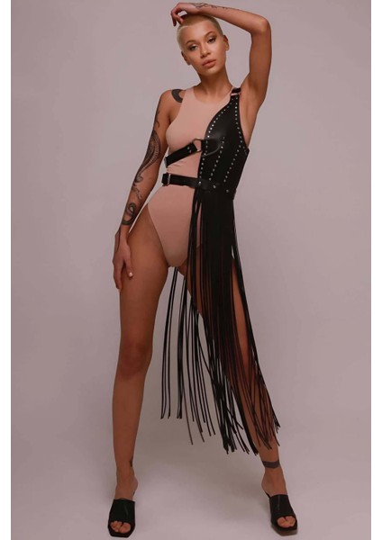 Püsküllü Deri Ceket Harness, Püsküllü Seksi Deri Harness - BRF1014 fırsatları