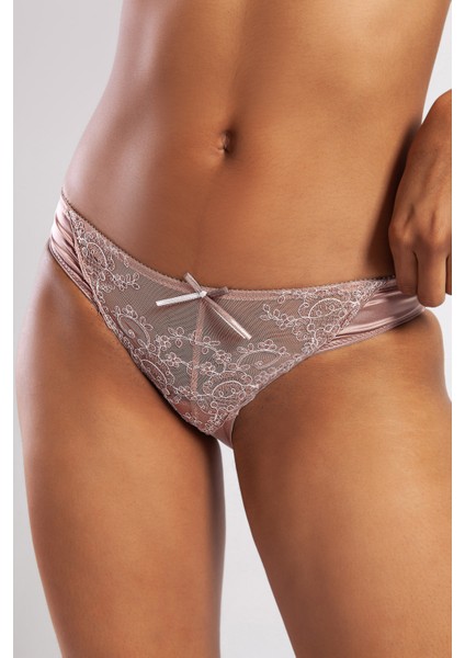 Golshan Giselle Mini Slip, Kadın Güpürlü Saten Bakır Külot modelleri