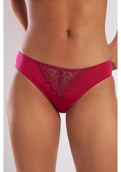 Golshan Garland Mini Slip, Kadın Güpürlü Şarap Külot