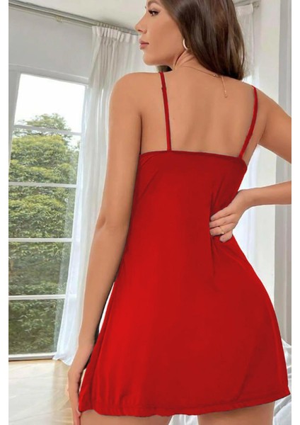 Kırmızı Dökümlü Yırtmaç Detay Şık Geceliik 15535 fiyatları