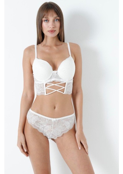 Karaz Sütyen Takım Dantelli Yarım Etekli Dolgulu Kadın 2548