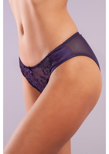 Golshan Giselle Mini Slip, Kadın Güpürlü Saten Mor Külot fiyatları