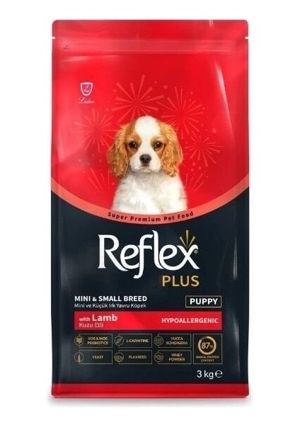 Reflex Plus Kuzu Etli Mini ve Küçük Irk Yavru Köpek Maması 3 kg modelleri