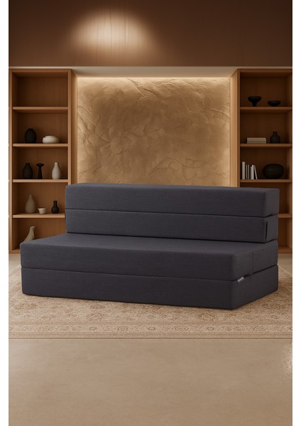 Valeria Çift Kişilik Katlanır Yatak Olabilen Koltuk Gri - 125X200 cm