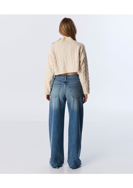 Metal Aksesuarlı Wıde Leg Jean Pantolon TW6250018045629 fırsatları
