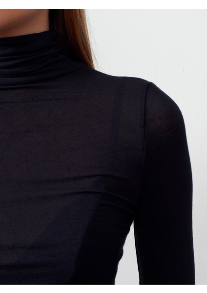 32277 Balıkçı Yaka Kaşmir Bluz-Siyah fırsatları