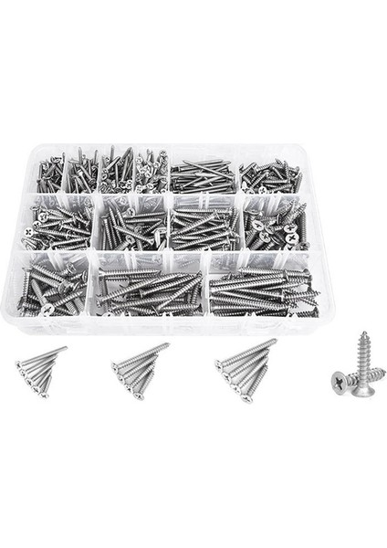 510 Adet Ahşap Vida Çeşitleri Seti-Paslanmaz Çelik Kendiliğinden Kılavuzlu Vida (Yurt Dışından)