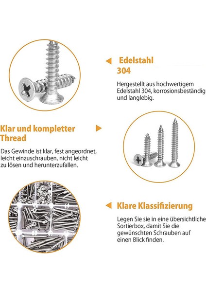 510 Adet Ahşap Vida Çeşitleri Seti-Paslanmaz Çelik Kendiliğinden Kılavuzlu Vida (Yurt Dışından) modelleri
