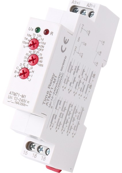 12-240VACDC Din Ray Tipi Zaman Geciktirme Rölesi 16A250VAC Atmt1-M1 (Yurt Dışından)